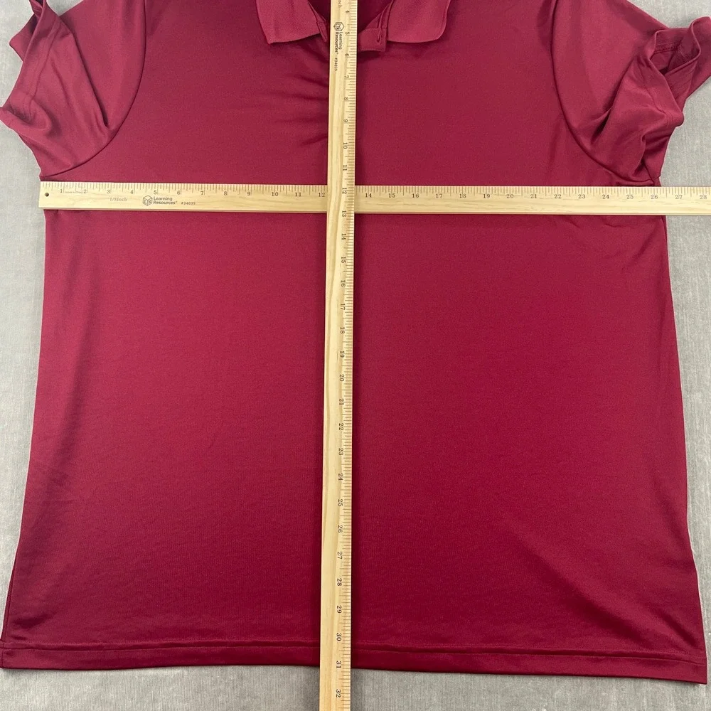 Adidas Mens 2XL Burgundy Short Sleeve Performance Polo Shirt Logo Activewear